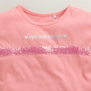 Peach Cotton T-Shirt with Sequin Stripe TG6202