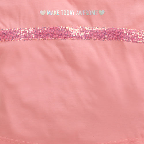 Peach Cotton T-Shirt with Sequin Stripe TG6202
