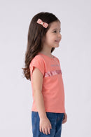 Peach Cotton T-Shirt with Sequin Stripe TG6202