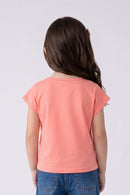 Peach Cotton T-Shirt with Sequin Stripe TG6202