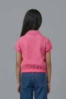 Pink Textured Cotton Shirt Top TG6206