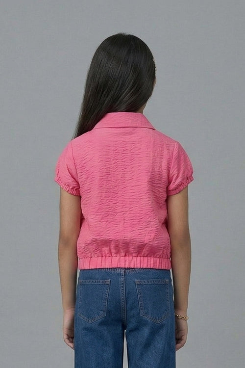 Pink Textured Cotton Shirt Top TG6206