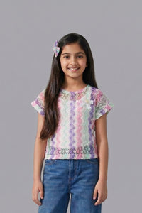 Printed Cotton Shirt Top with Puff Sleeves TG6212