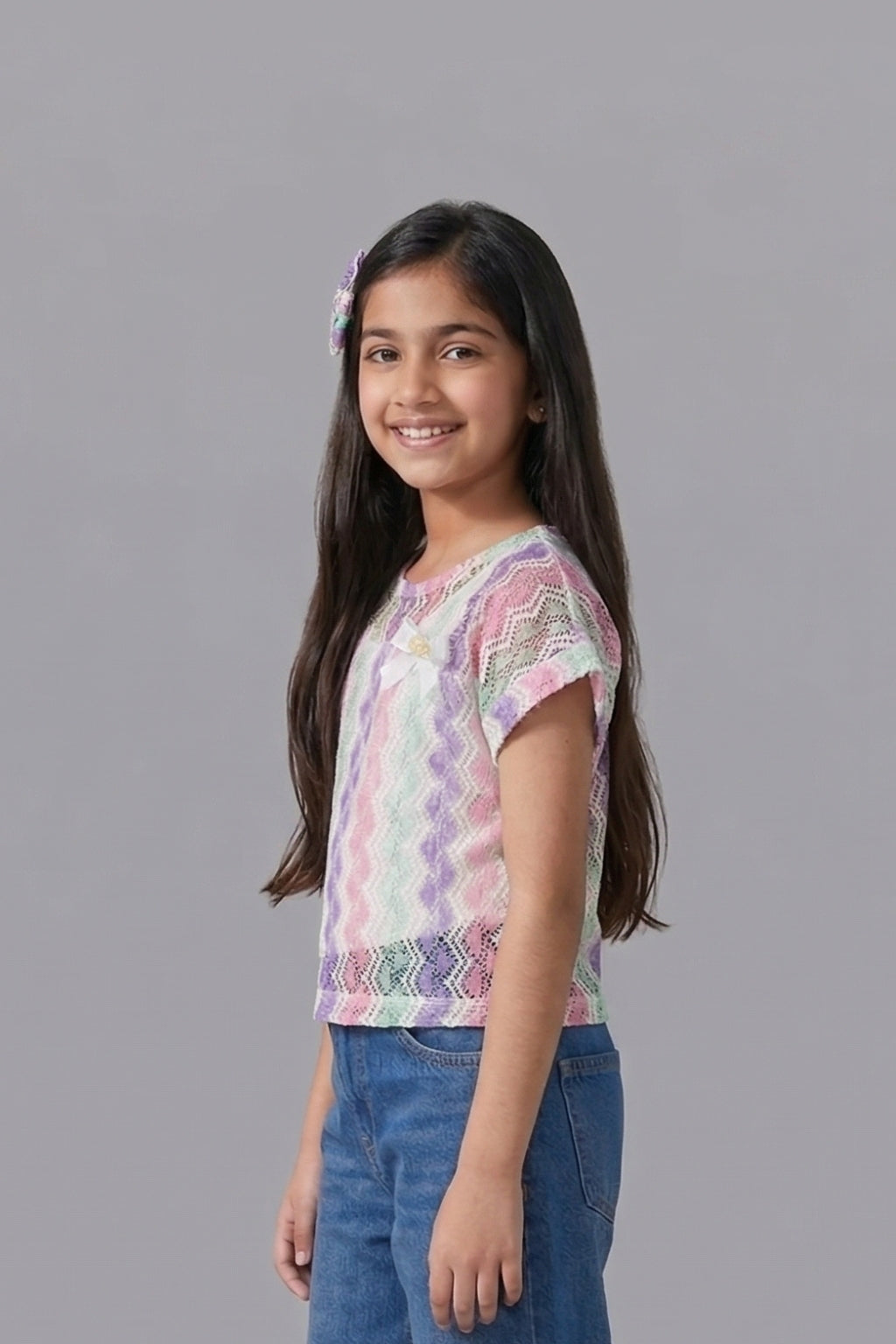 Printed Cotton Shirt Top with Puff Sleeves TG6212