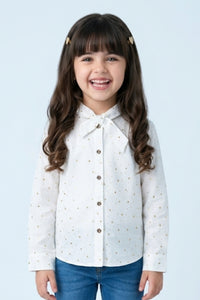 White Gold Foil Bow Tie Shirt TG6246