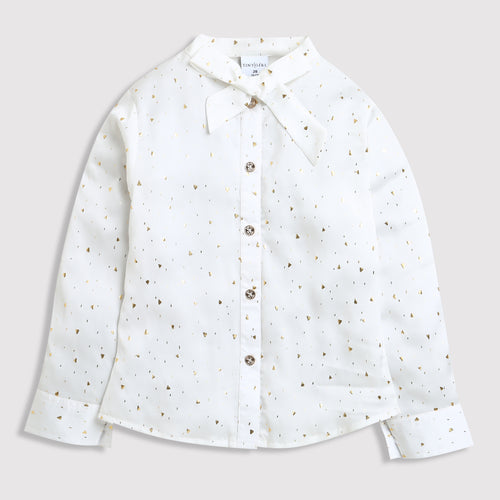White Gold Foil Bow Tie Shirt TG6246