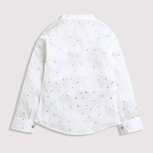 White Gold Foil Bow Tie Shirt TG6246
