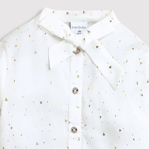 White Gold Foil Bow Tie Shirt TG6246