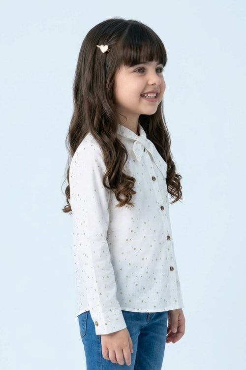 White Gold Foil Bow Tie Shirt TG6246