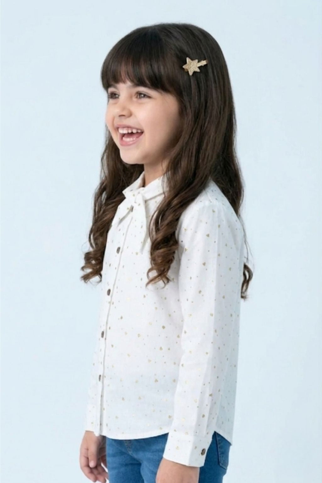 White Gold Foil Bow Tie Shirt TG6246
