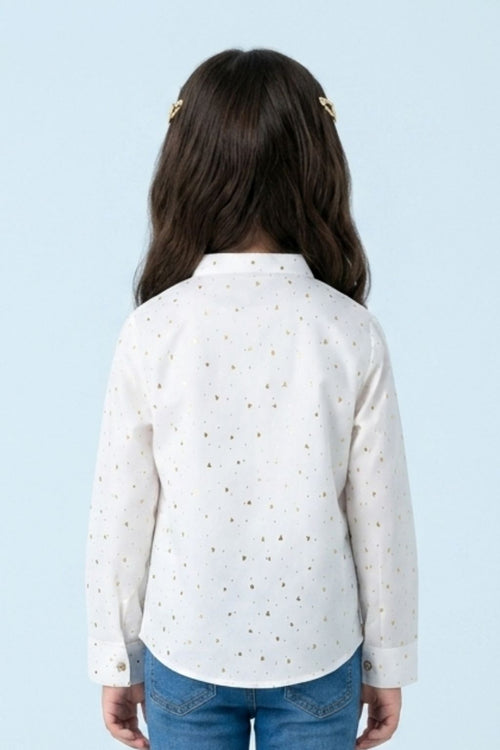 White Gold Foil Bow Tie Shirt TG6246