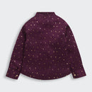 Wine Foil Print Shirt with Bow Collar