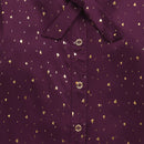 Wine Foil Print Shirt with Bow Collar