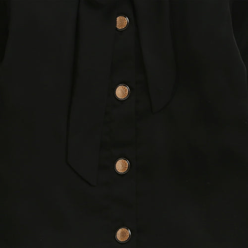 Black Bow Tie Party Shirt with Floral Brooch TG6271