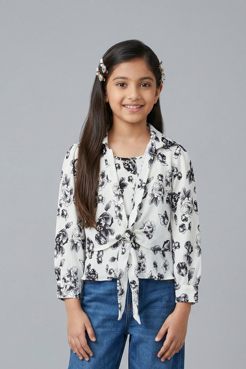 Black & White Floral Top TG6275