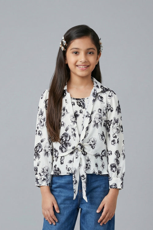 Black & White Floral Top TG6275