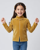 Mustard Ribbed Velvet Floral High Neck Top TG6280