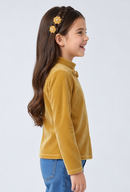 Mustard Ribbed Velvet Floral High Neck Top TG6280