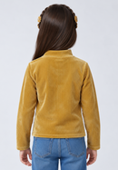 Mustard Ribbed Velvet Floral High Neck Top TG6280