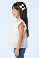 Girls White Fancy Lace Yoke Top TG6335