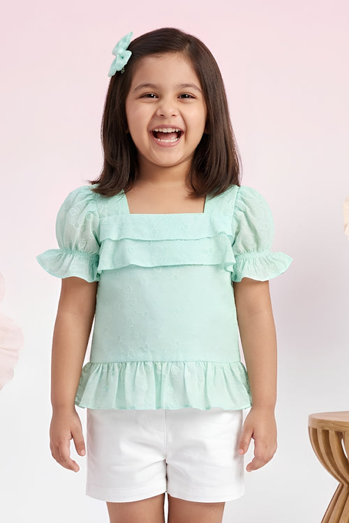 Kids Blue Puff Sleeve Top TG6338