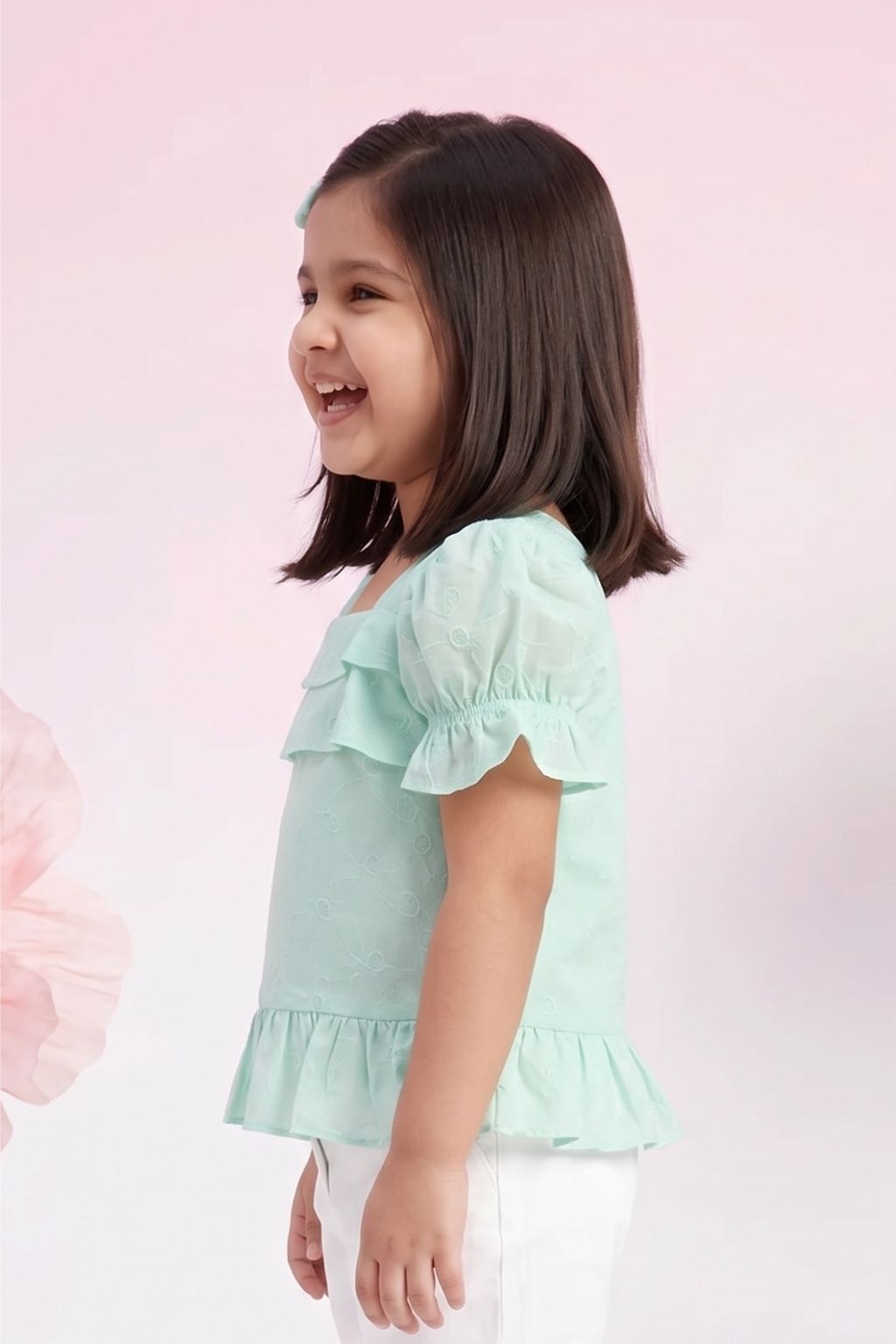 Kids Blue Puff Sleeve Top TG6338