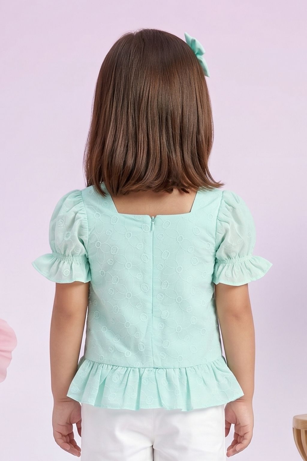 Kids Blue Puff Sleeve Top TG6338
