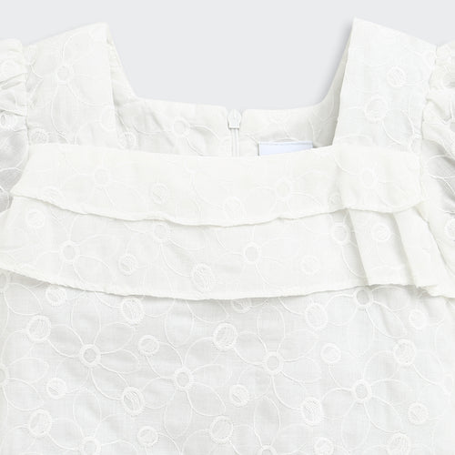 Kids White Puff Sleeve Top TG6338