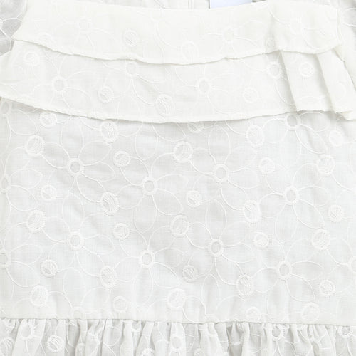 Kids White Puff Sleeve Top TG6338