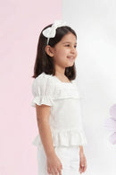 Kids White Puff Sleeve Top TG6338
