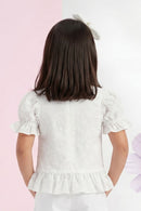 Kids White Puff Sleeve Top TG6338