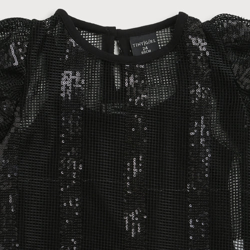 Girls Black Lace Party Top TG6341