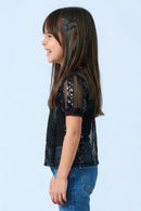 Girls Black Lace Party Top TG6341