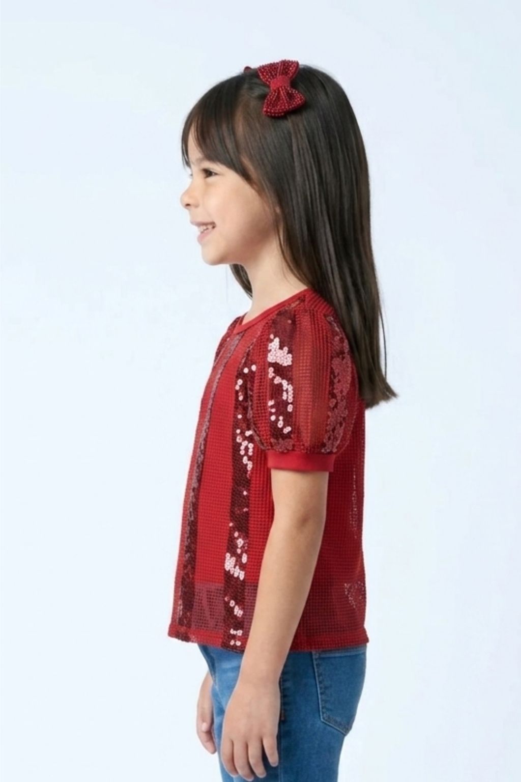 Maroon Lace Puff Sleeve Top TG6341