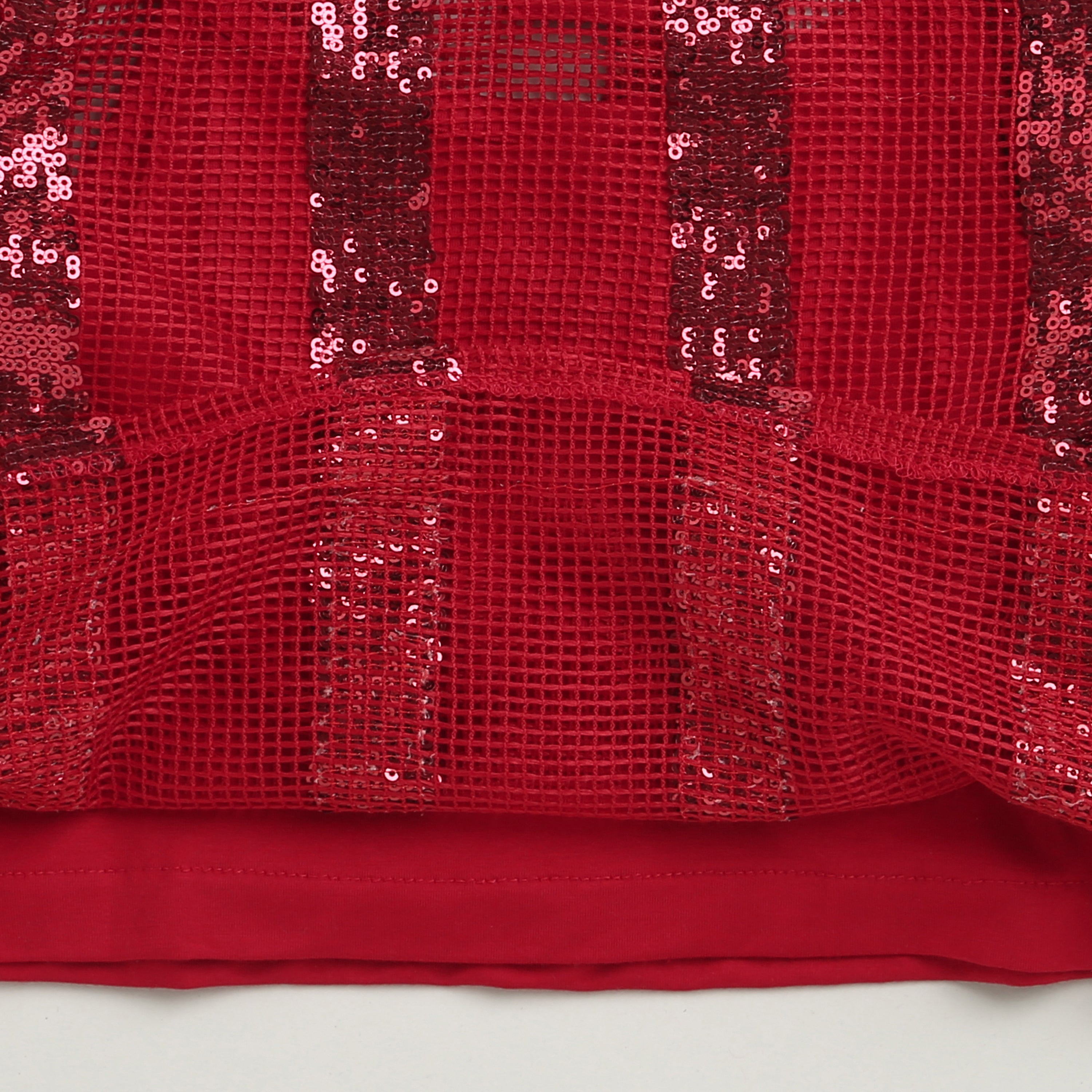 Girls Maroon Lace Puff Sleeve Top