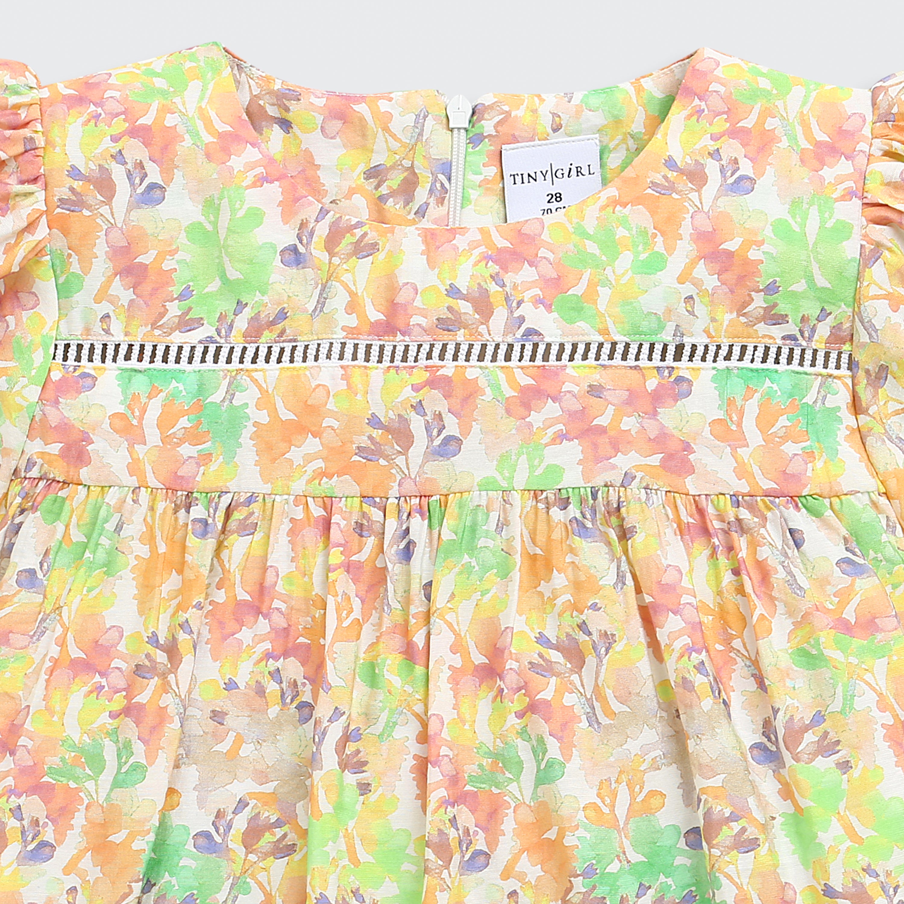 Pastel Floral Flutter Sleeve Top for Girls