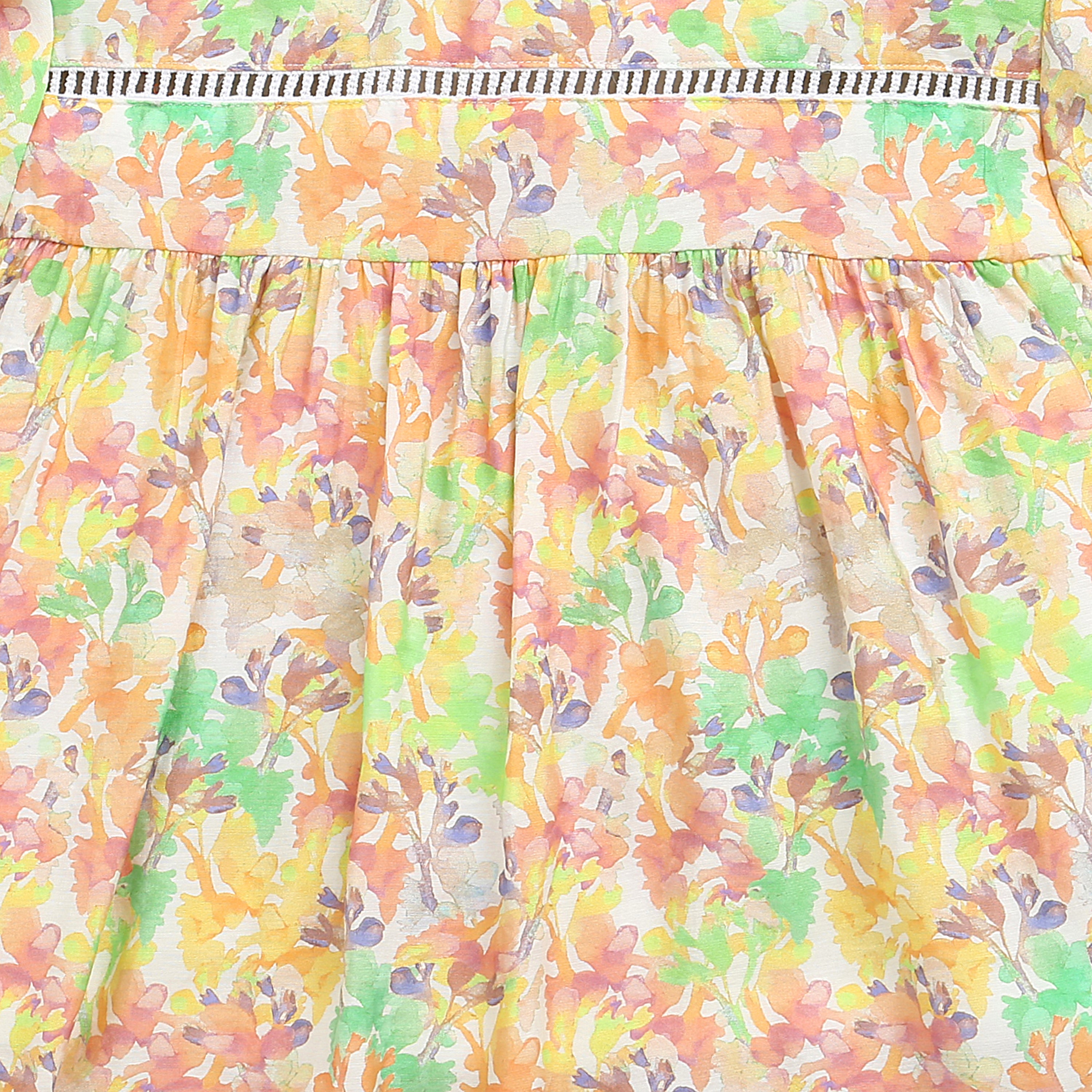 Pastel Floral Flutter Sleeve Top for Girls