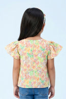Pastel Floral Flutter Sleeve Top TG6342