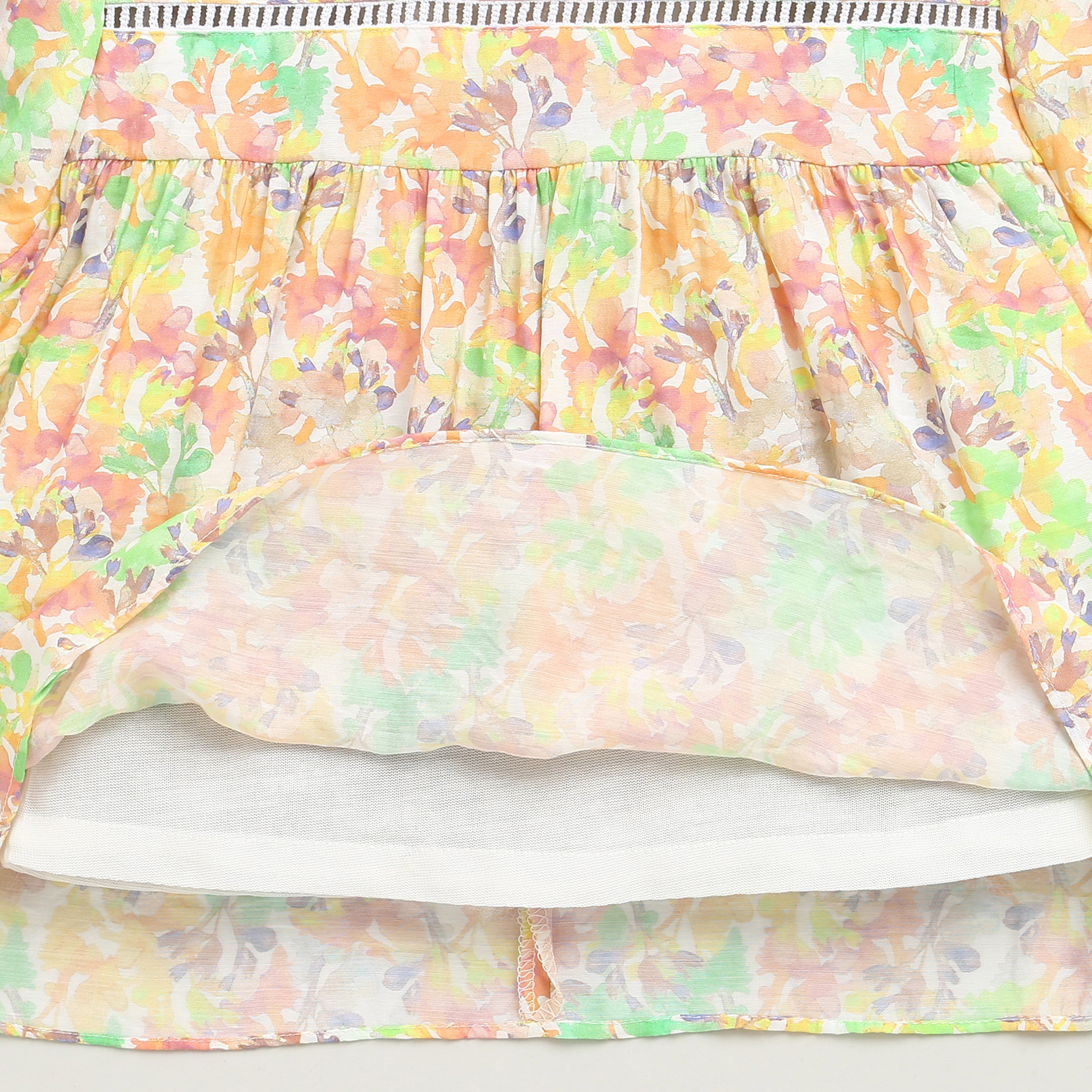 Pastel Floral Flutter Sleeve Top for Girls