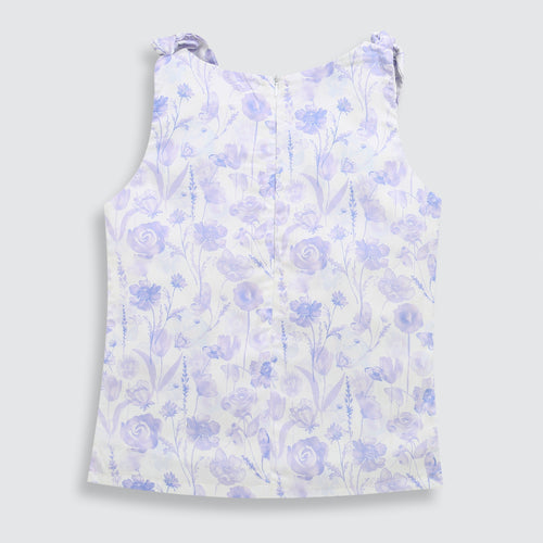 Partywear Lavender Floral Tie-Shoulder Top TG6343