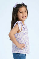 Partywear Lavender Floral Tie-Shoulder Top TG6343