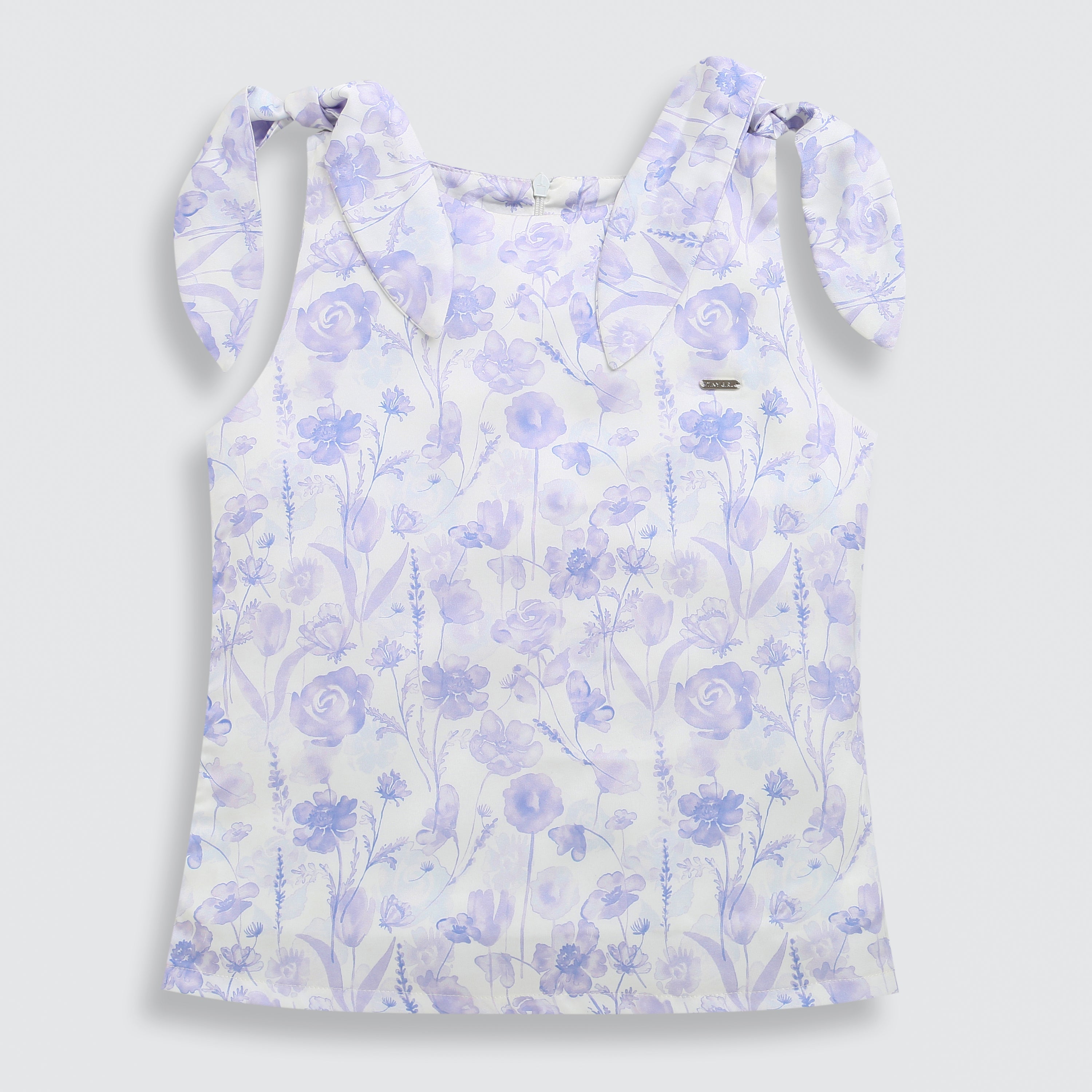 Partywear Lavender Floral Tie-Shoulder Top TG6343