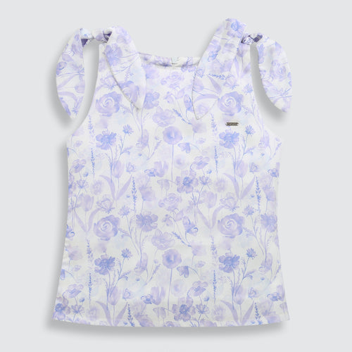 Partywear Lavender Floral Tie-Shoulder Top TG6343
