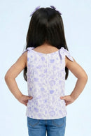 Partywear Lavender Floral Tie-Shoulder Top TG6343