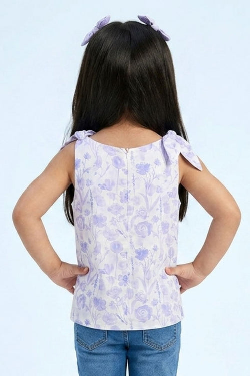 Partywear Lavender Floral Tie-Shoulder Top TG6343