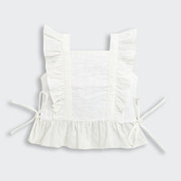 White Eyelet Frill Strap Top
