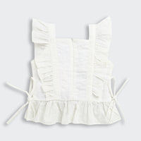 White Eyelet Frill Strap Top