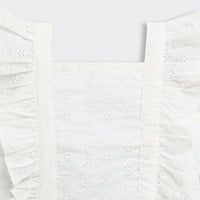 White Eyelet Frill Strap Top