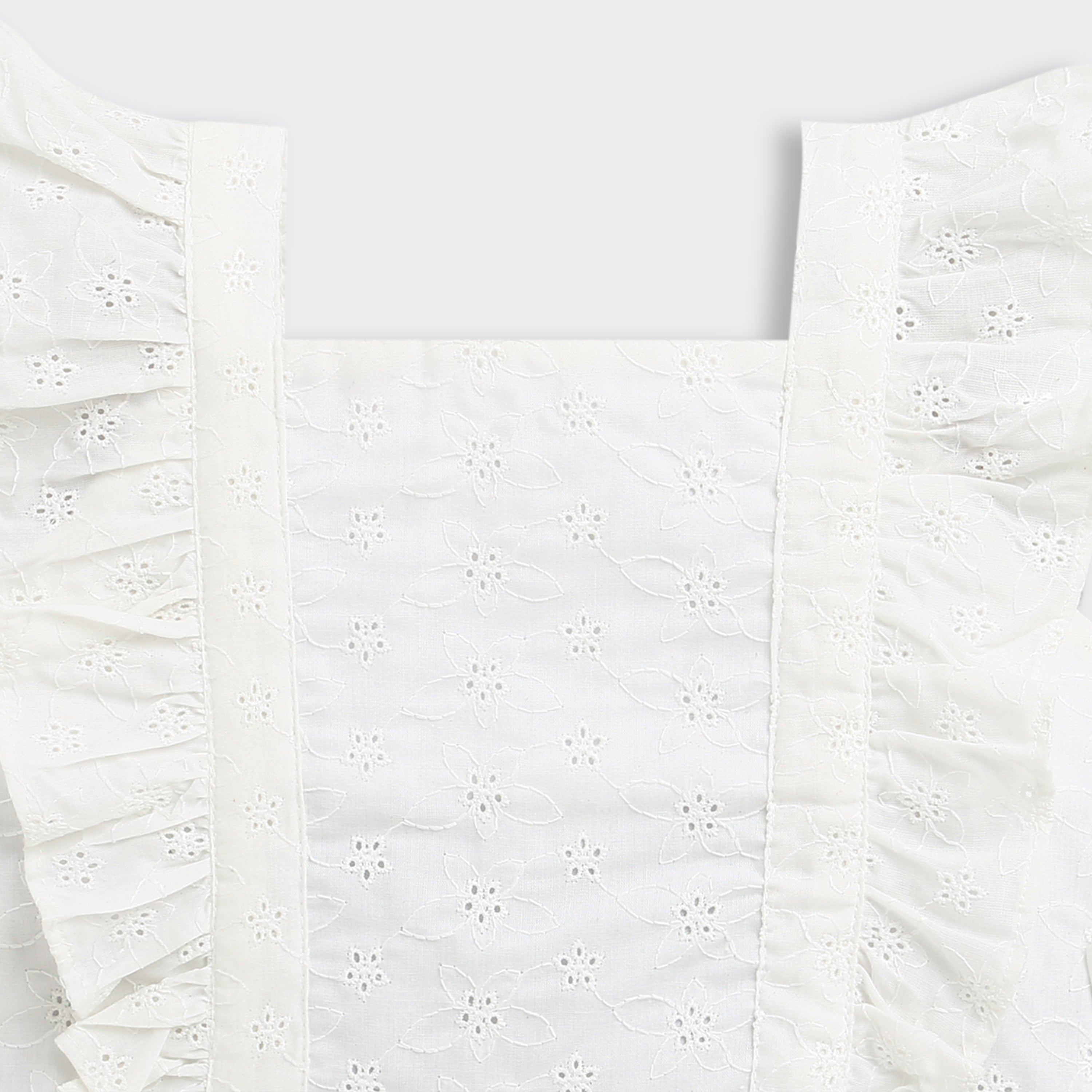 White Eyelet Frill Strap Top