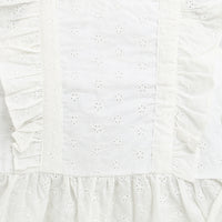 White Eyelet Frill Strap Top